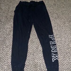 Victoria's Secret Pink Sweatpants Skinny Jogger Black/White Logo